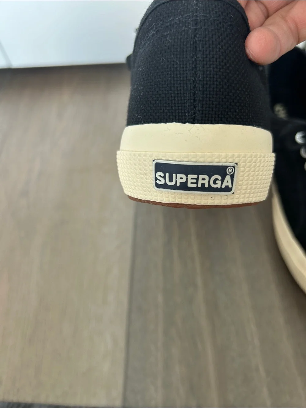 Superga Black Canvas Low-Top Sneakers with Cream Sole